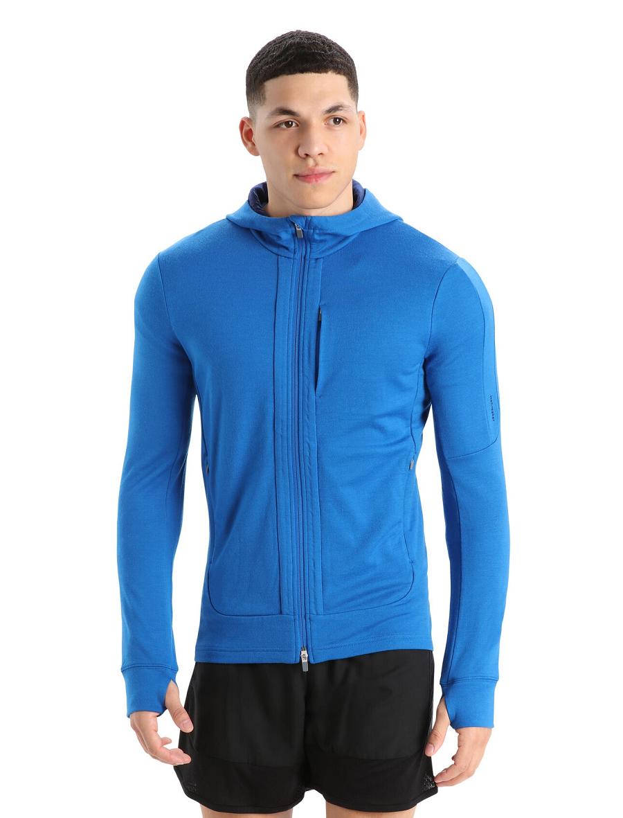 Bluzy Z Kapturem Icebreaker Merino Quantum III Long Sleeve Zip Męskie Królewski Niebieski Granatowe | PL 1679QMAZ